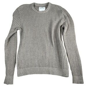 HOLLISTER Y2K Mens Textured Knit Sweater Crew Neck Long Sleeve Size M Beige
